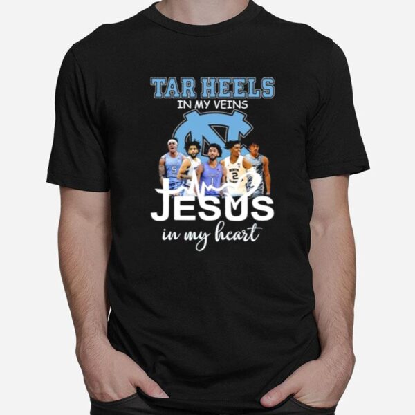 Tar Heels North Carolina In My Veins Jesus In My Heart T-Shirt