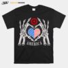 Target Logo America Usa Forever Skeleton Skull Bones Hand T-Shirt