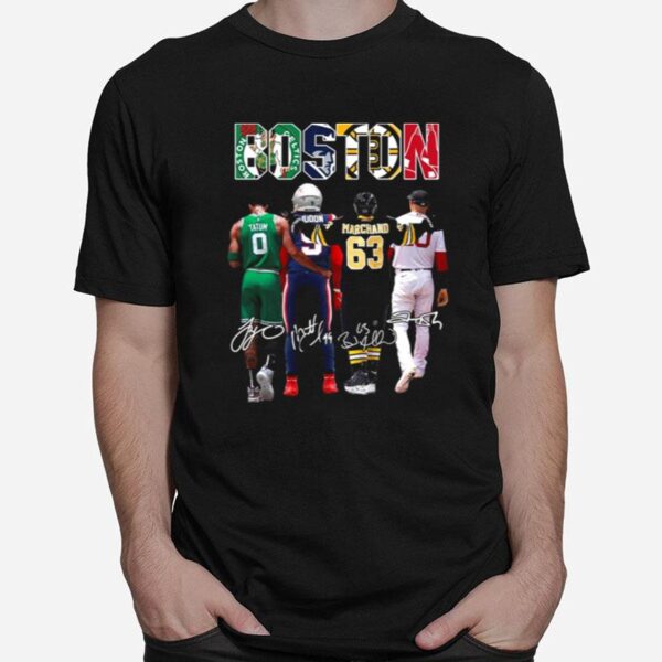 Tatum Marchand Boston Celtics New England Patriots Boston Bruins And Boston Red Sox Signatures T-Shirt