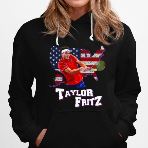 Taylor Fritz Backhand Us Tennis Us Map Retro Hoodie