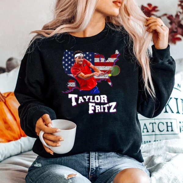 Taylor Fritz Backhand Us Tennis Us Map Retro Sweater