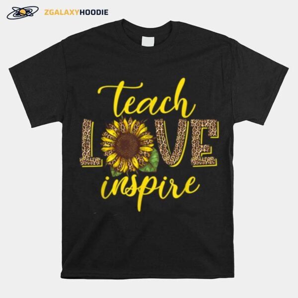 Teach Love Inspire Sunflower Leopard Cheetah T-Shirt