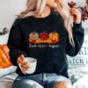 Teach Love Inspire Teacher Autumn Fall Leopard Plaid Pumpkin Sweater