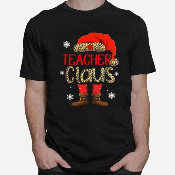 Teacher Claus Leopard Merry Christmas T-Shirt