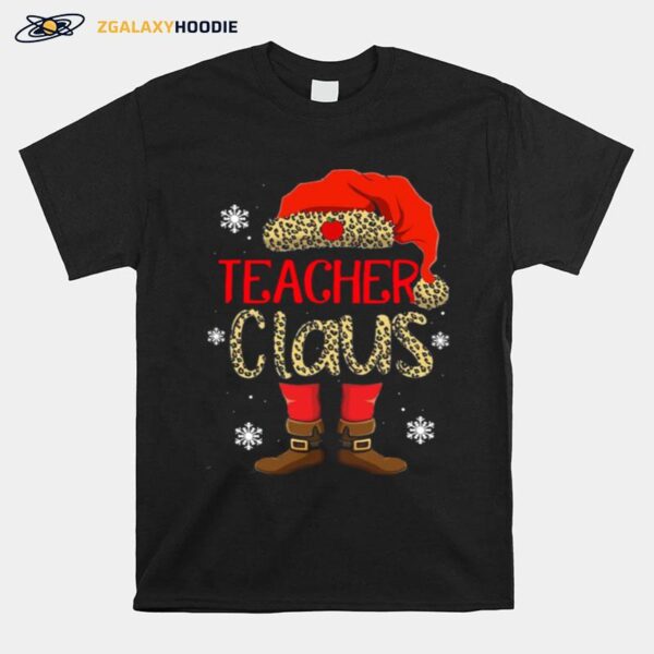 Teacher Claus Leopard Merry Christmas T-Shirt