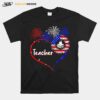 Teacher Heart Firework 4Th Of July T-Shirt