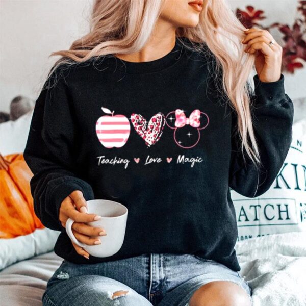 Teaching Love Magic Apple Heart Leopard Disney Sweater