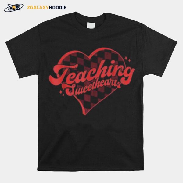 Teaching Sweethearts Checkered Heart Valentines Day Teacher T-Shirt