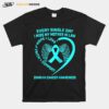 Teal Ribbon Heart In Memory Of Mother In Law Ovarian Cancer T-Shirt