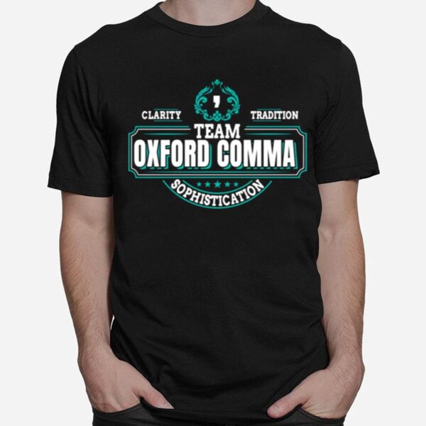 Team Oxford Comma Grammar Books Design T-Shirt