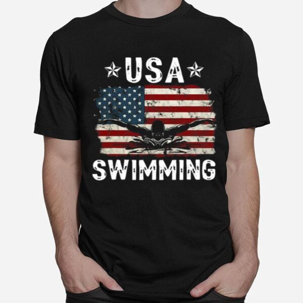 Team Retro Support Usa Swimmer Vintage T-Shirt