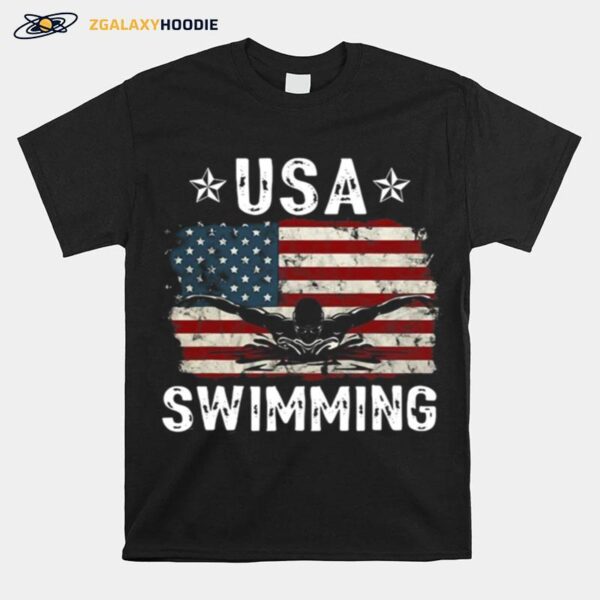 Team Retro Support Usa Swimmer Vintage T-Shirt