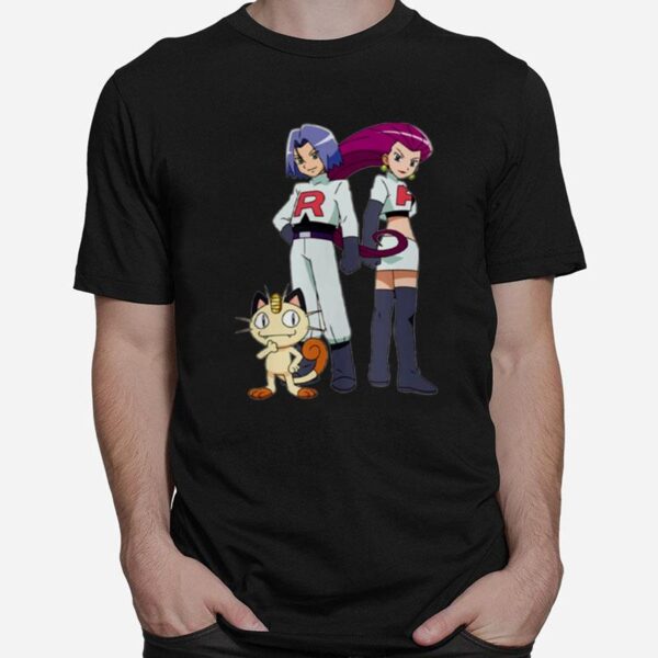 Team Rocket Members Jessie James And Meowth In The Pokemon T-Shirt