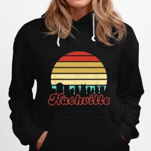 Tennessee City Skyline Art Vintage Retro Sunset Nashville Hoodie
