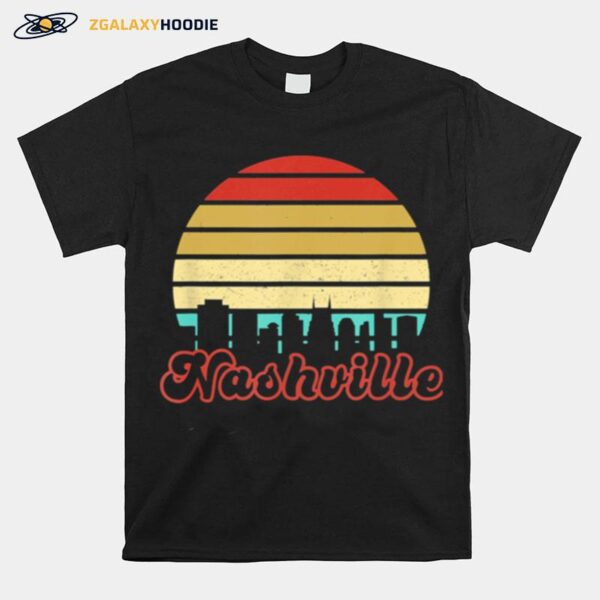 Tennessee City Skyline Art Vintage Retro Sunset Nashville T-Shirt