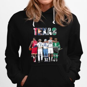 Texas Sport Teams With 34 Olajuwon 7 Biggio 12 Staubach 21 Duncan And 9 Modano Signatures Hoodie