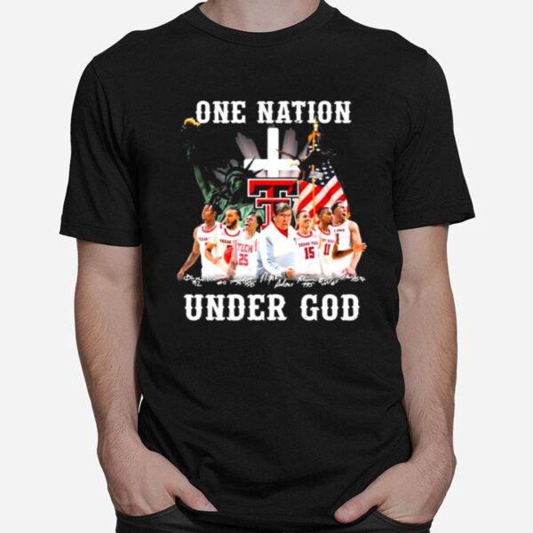 Texas Tech Red Raiders Mens Basketball One Nation Under God Signatures T-Shirt