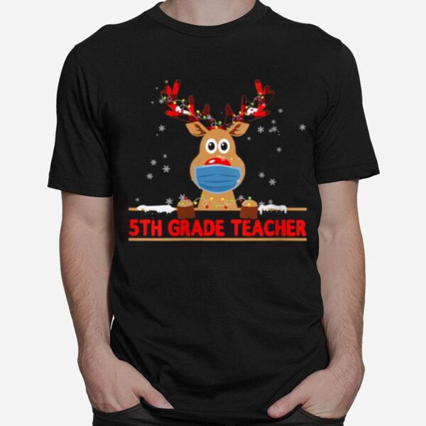 Th Merry Christmas 5Th Grade Teacher Reindeer Apparel T-Shirt