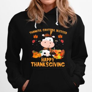 Thankful Grateful Blessed Cow Happy Thanksgiving Hoodie
