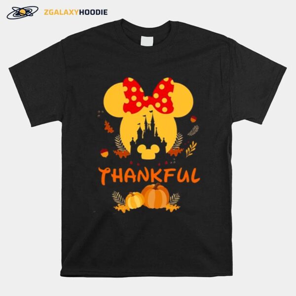 Thanksgiving Minnie Head With Black Castle Pumpkin Disney Thanksgivings T-Shirt