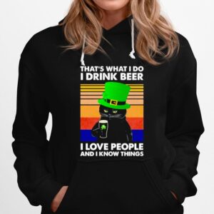 Thats What I Do I Drink Beer Black Cat St Patricks Day Vintage Hoodie