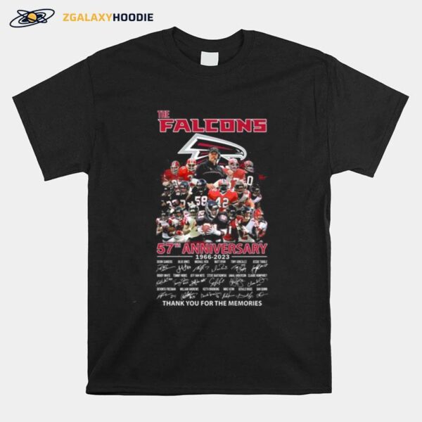 The Atlanta Falcons 57Th Anniversary 1966 2023 Thank You For The Memories Signatures T-Shirt