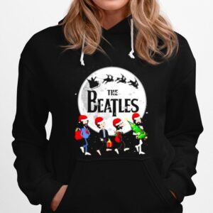 The Beatles Moon Santa Claus Riding Reindeer Merry Christmas Hoodie