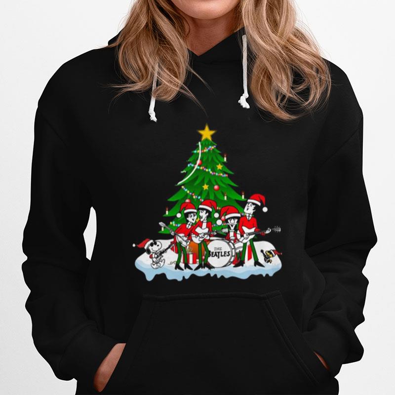 The Beatles Rock Band Snoopy And Woodstock Merry Christmas Tree Hoodie