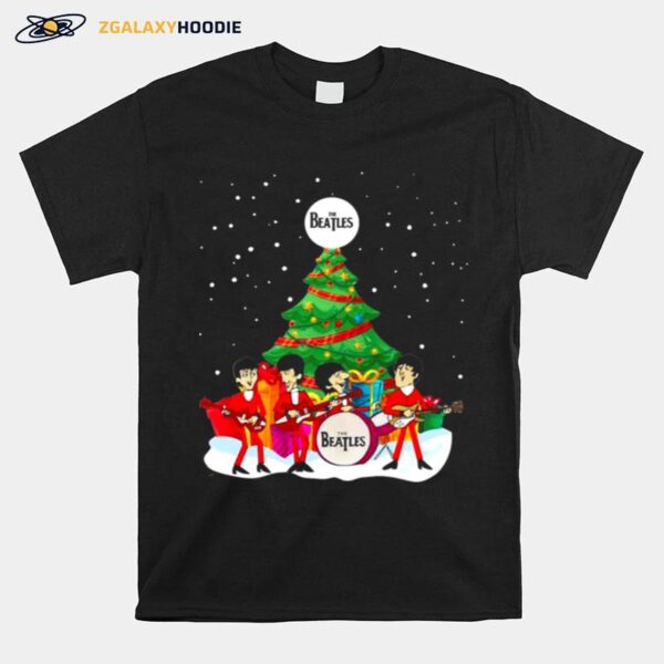 The Beatles Santa Rock Band Merry Christmas Tree T-Shirt