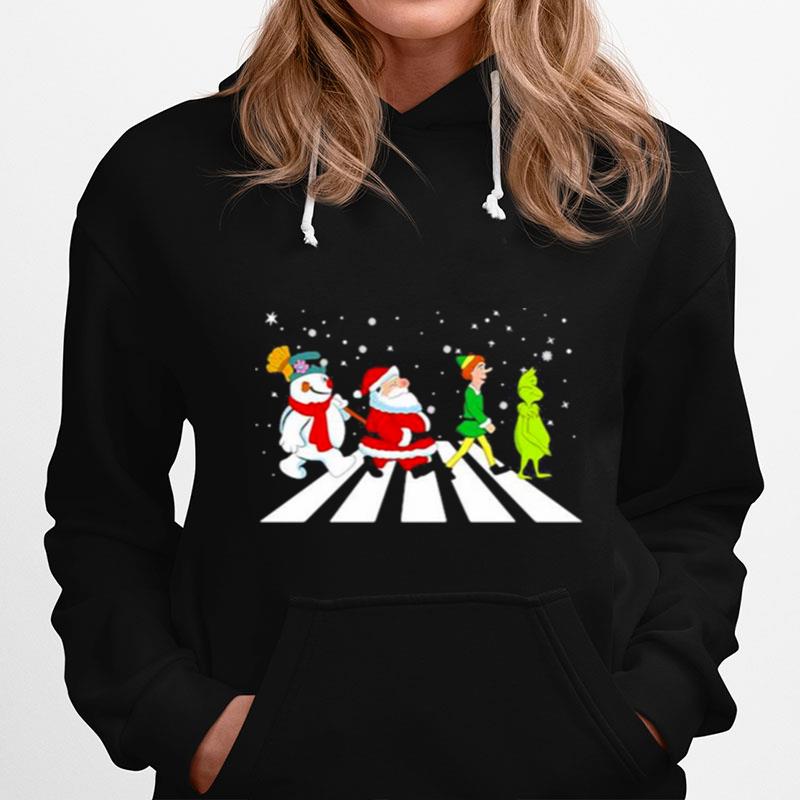 The Beatles Snowman Santa Elf And Grinch Abbey Road Christmas Hoodie