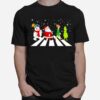 The Beatles Snowman Santa Elf And Grinch Abbey Road Christmas T-Shirt