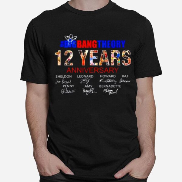 The Big Bang Theory 12 Yeras Anniversary Signatures T-Shirt