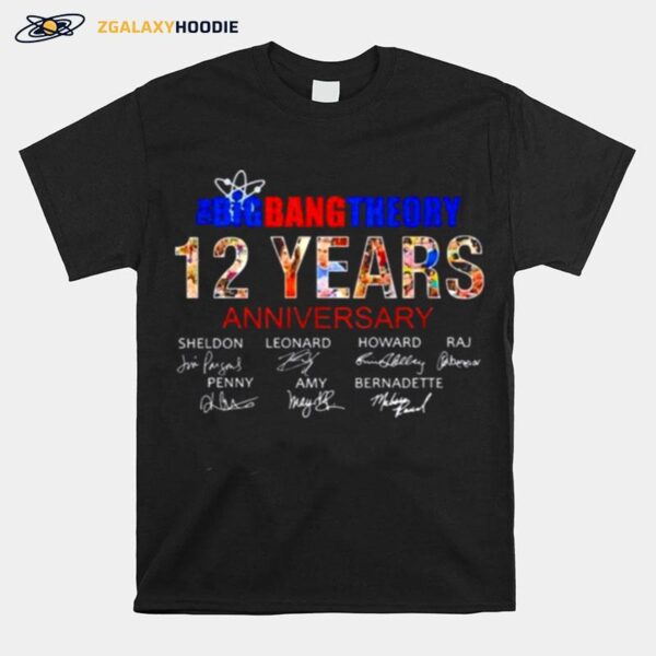 The Big Bang Theory 12 Yeras Anniversary Signatures T-Shirt