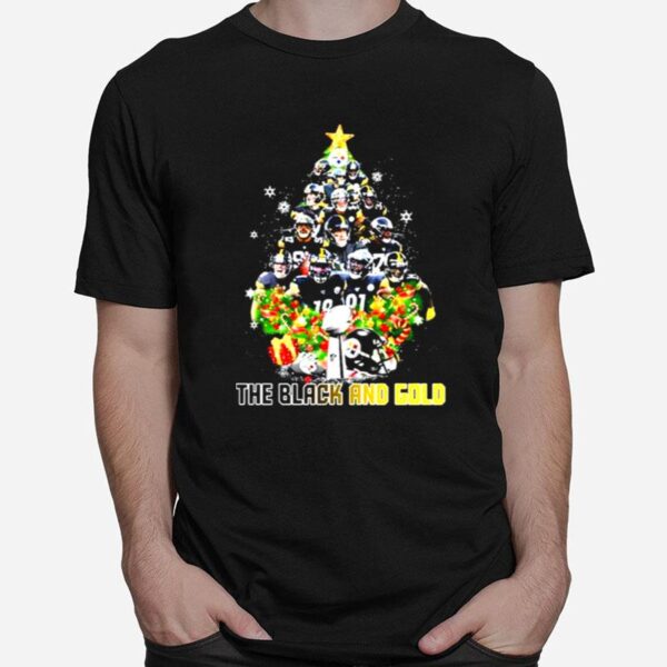 The Black And Gold Trees Team Steelers Christmas T-Shirt