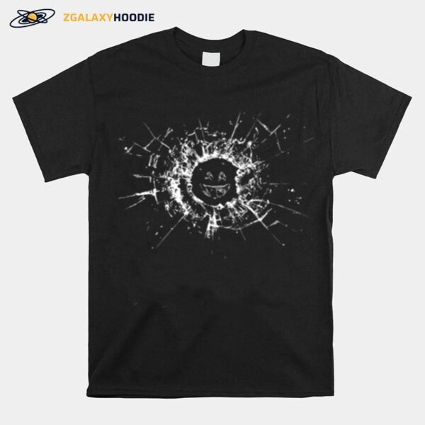 The Broken Glass Black Mirror Smiley T-Shirt