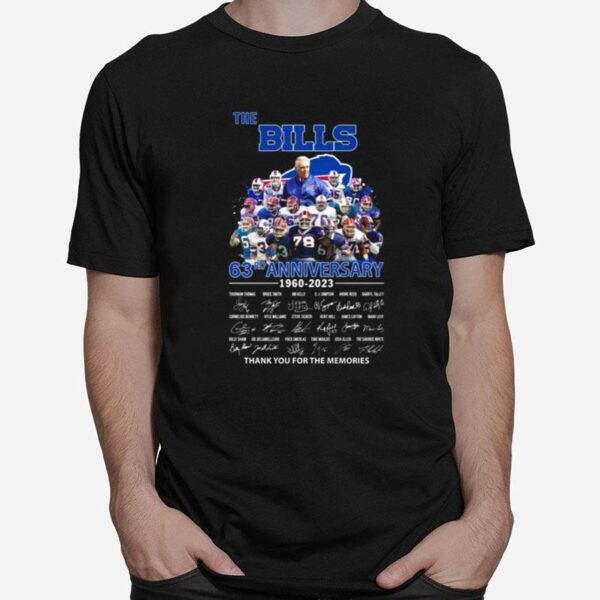 The Buffalo Bills 63Rd Anniversary 1960 2023 Thank You For The Memories Signatures T-Shirt