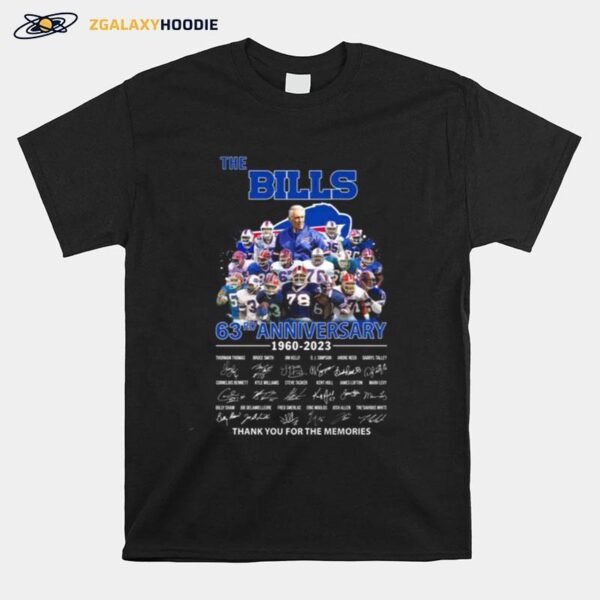 The Buffalo Bills 63Rd Anniversary 1960 2023 Thank You For The Memories Signatures T-Shirt