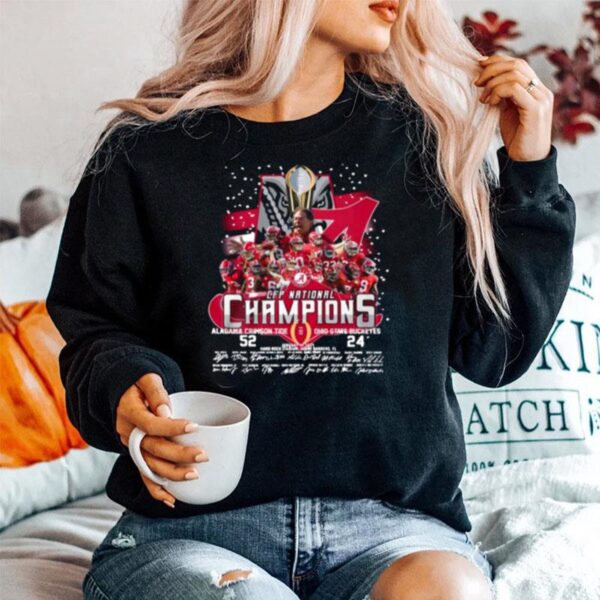 The Cfp National Champions With Alabama Crimson Tide 52 24 Ohio State Buckeyes Signatures Sweater