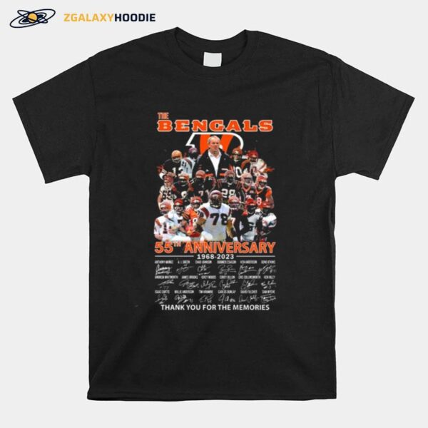 The Cincinnati Bengals 55Th Anniversary 1968 2023 Thank You For The Memories Signatures T-Shirt