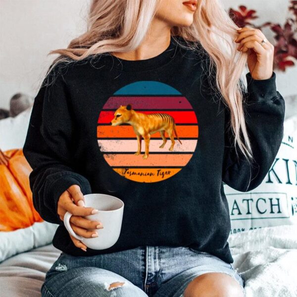 The Extinct Tasmanian Tiger Vintage Carnivorous Marsupial Tasmanian Tiger Sweater