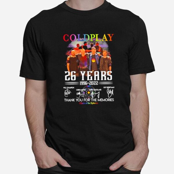 The Goldplay 26 Years 1996 2022 Thank You For The Memories Music Of The Spheres T-Shirt