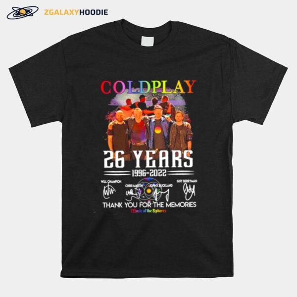 The Goldplay 26 Years 1996 2022 Thank You For The Memories Music Of The Spheres T-Shirt