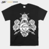 All Seeing Floral Sun Crescent Moon Rose Boho Astronomy Unisex T-Shirt