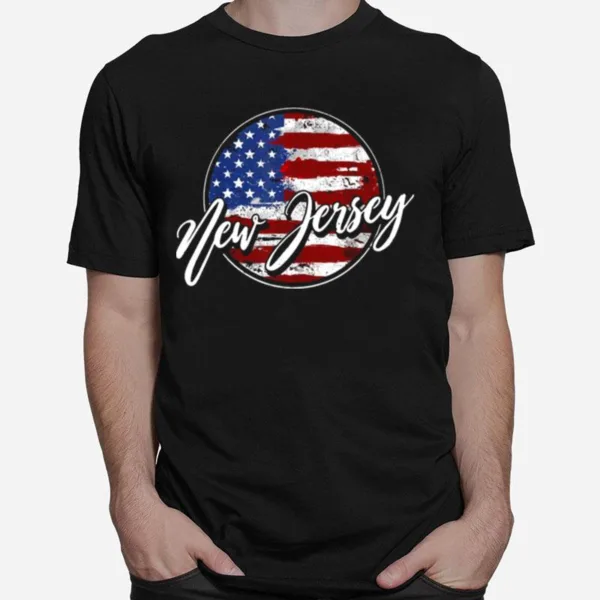 American Flag New Jersey Vintage Unisex T-Shirt