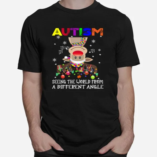 Autism Reindeer Seeing The World From A Different Angle Christmas Unisex T-Shirt