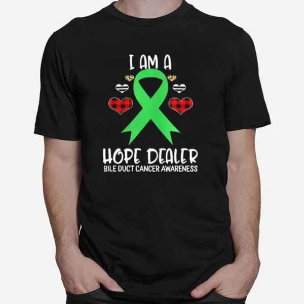 Bile Duct Cancer Awareness Ribbon I Am A Hope Dealer Leopard Unisex T-Shirt