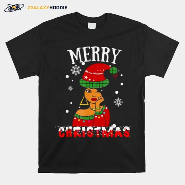 Black African American Merry Christmas Melanin Women Santa Unisex T-Shirt