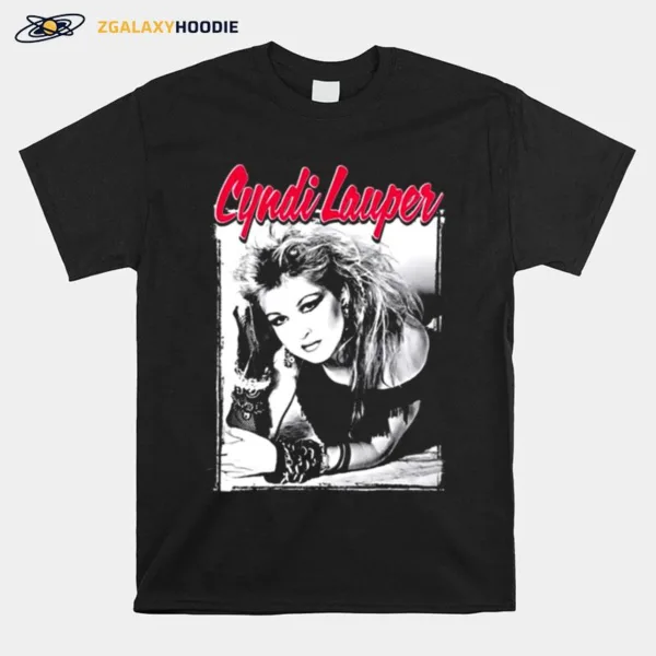 Black And White Portrait Cyndi Lauper Unisex T-Shirt