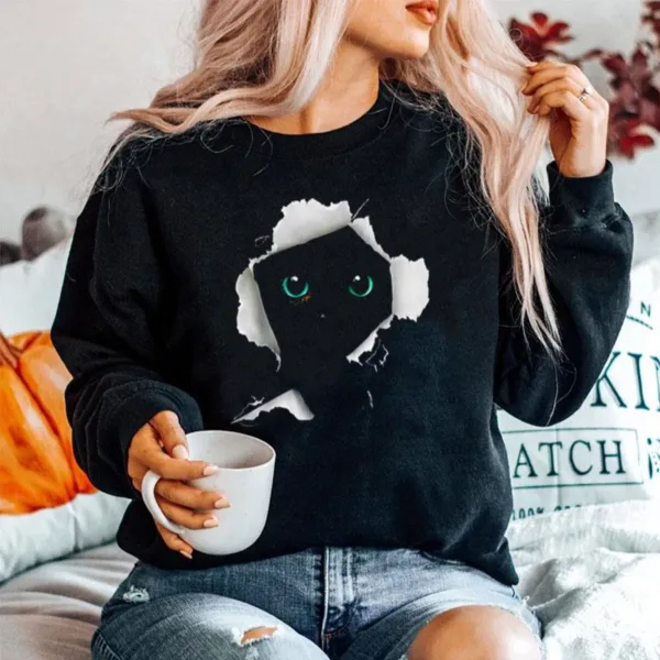 Black Cat Torn Cloth Unisex T-Shirt