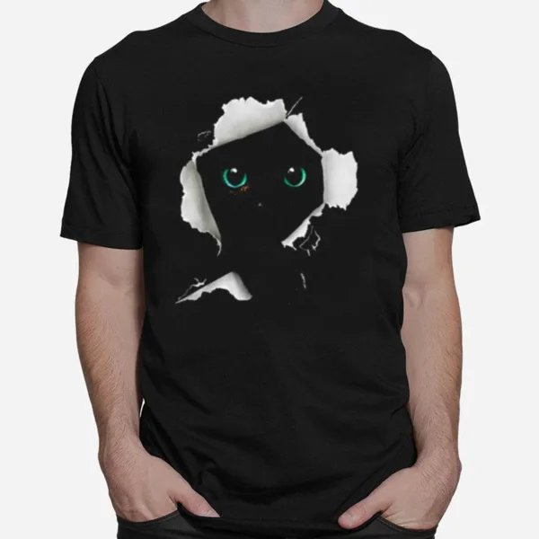 Black Cat Torn Cloth Unisex T-Shirt